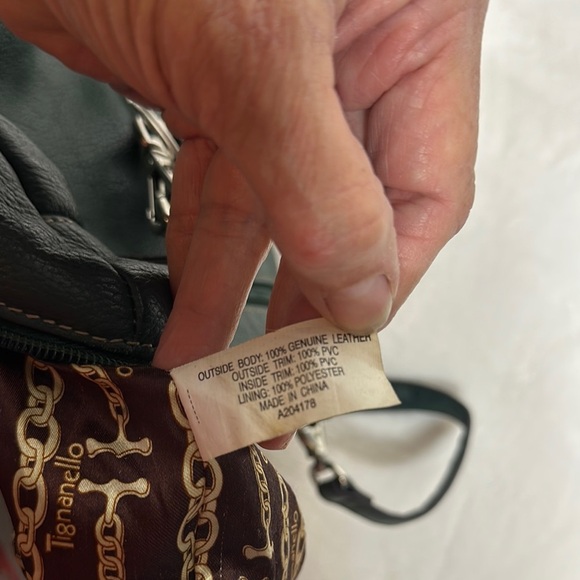 Tignanello Green Leather Satchel with Adjustable Strap - Picture 10 of 12